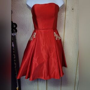 Stacy Sklar Red Dress with Gold Accents